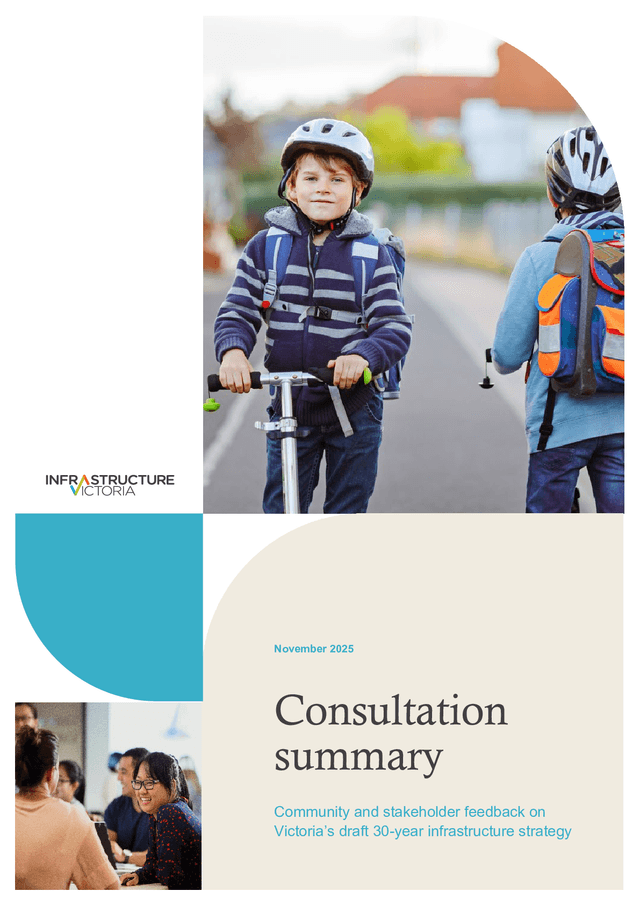 Thumbnail for Consultation summary: community and stakeholder feedback on Victoria's draft 30-year infrastructure strategy