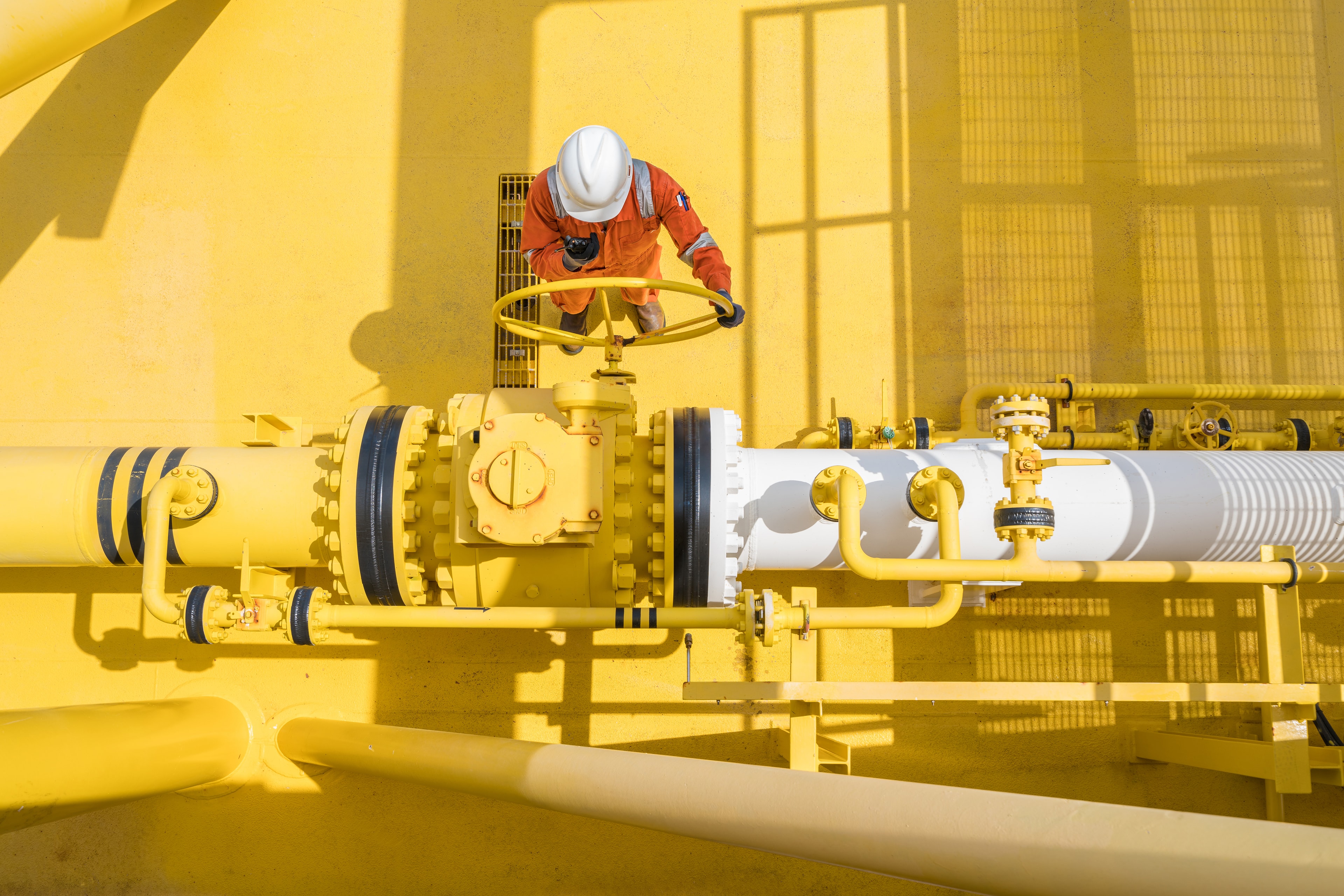 Man in high vis yellow plant