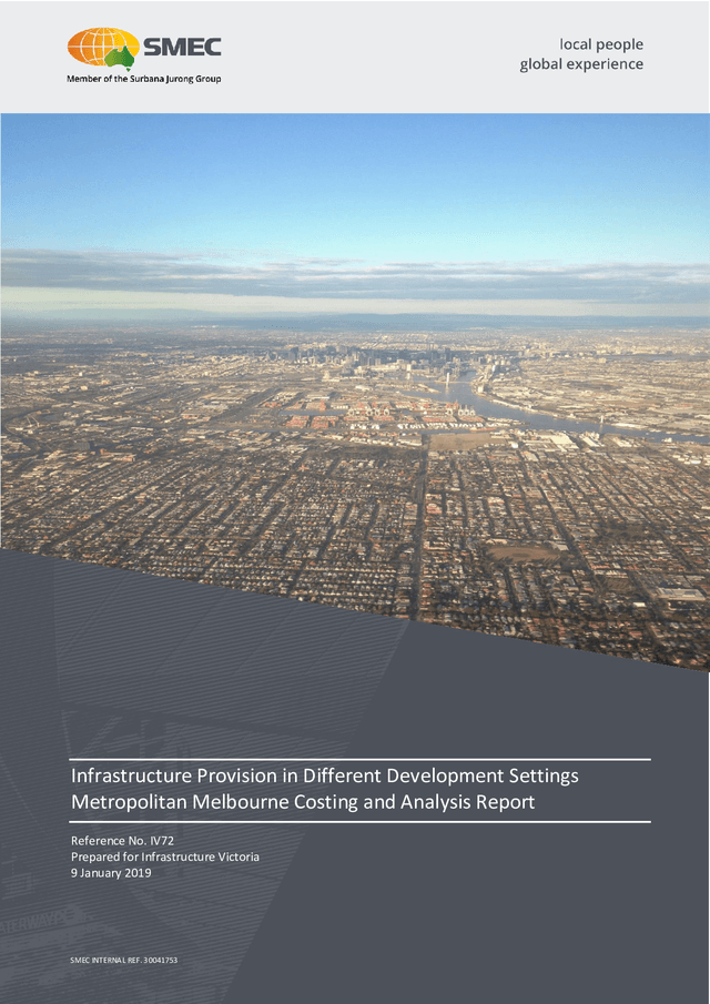 Thumbnail for Metropolitan Melbourne costing and analysis report - infrastructure provision in different development settings